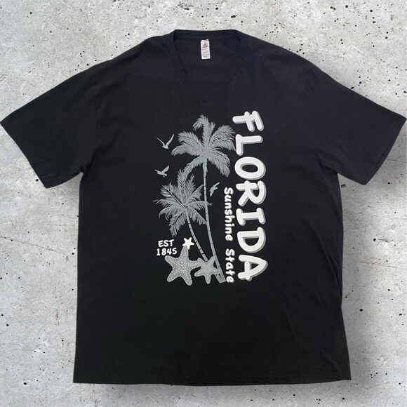 FLORIDA T-Shirt Adult Short Sleeve SUNSHINE STATE Black Size 2XL Tee - Picture 1 of 9